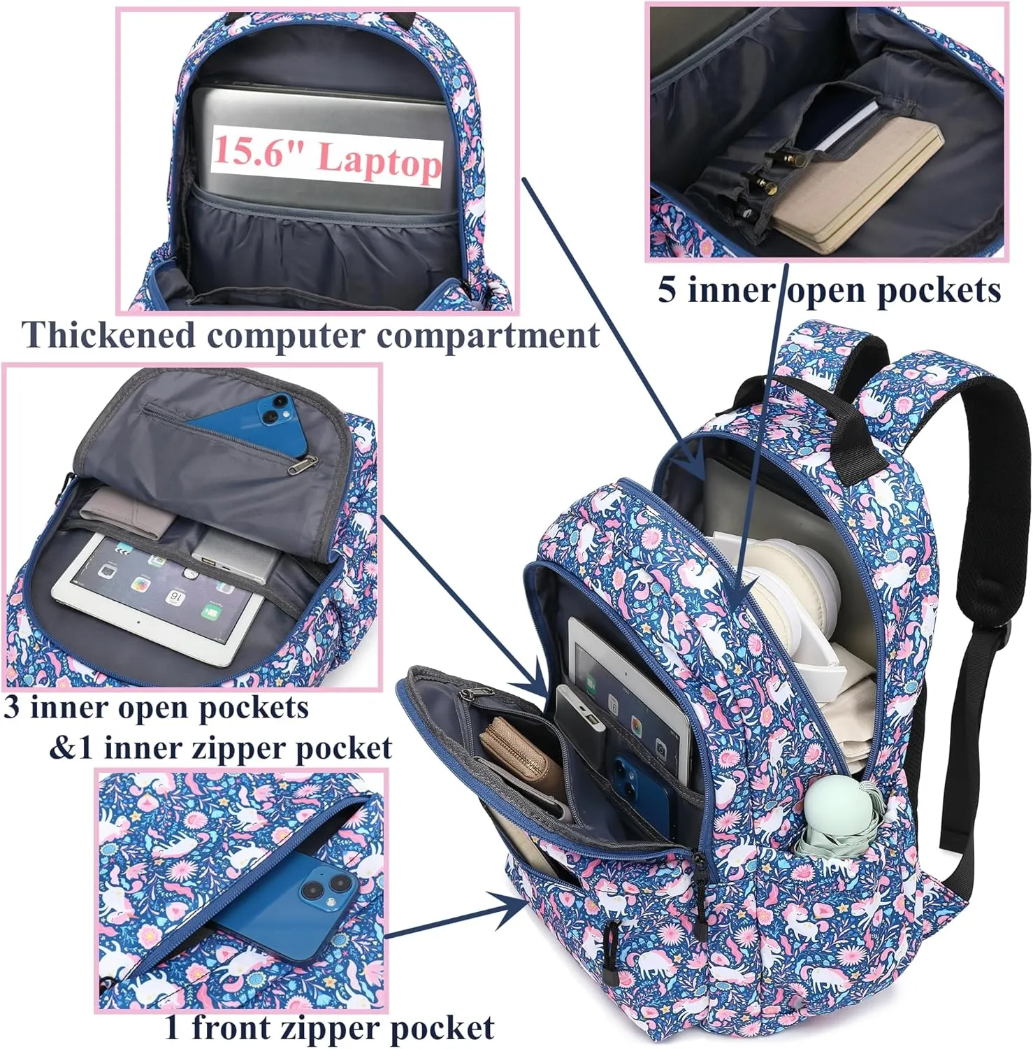 Leaper Girls Kawaii Laptop Backpack for School Boys Backpack Kids Travel Backpack Women Bookbag Cute School Bag College Bag