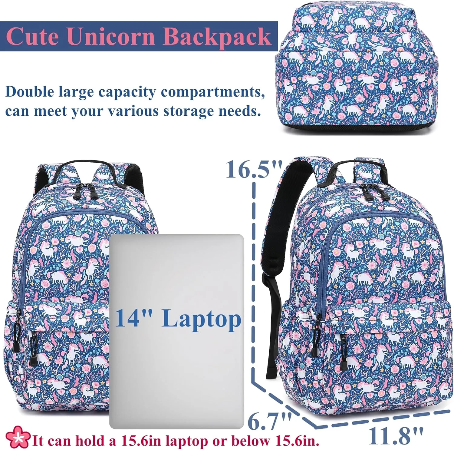 Leaper Girls Kawaii Laptop Backpack for School Boys Backpack Kids Travel Backpack Women Bookbag Cute School Bag College Bag