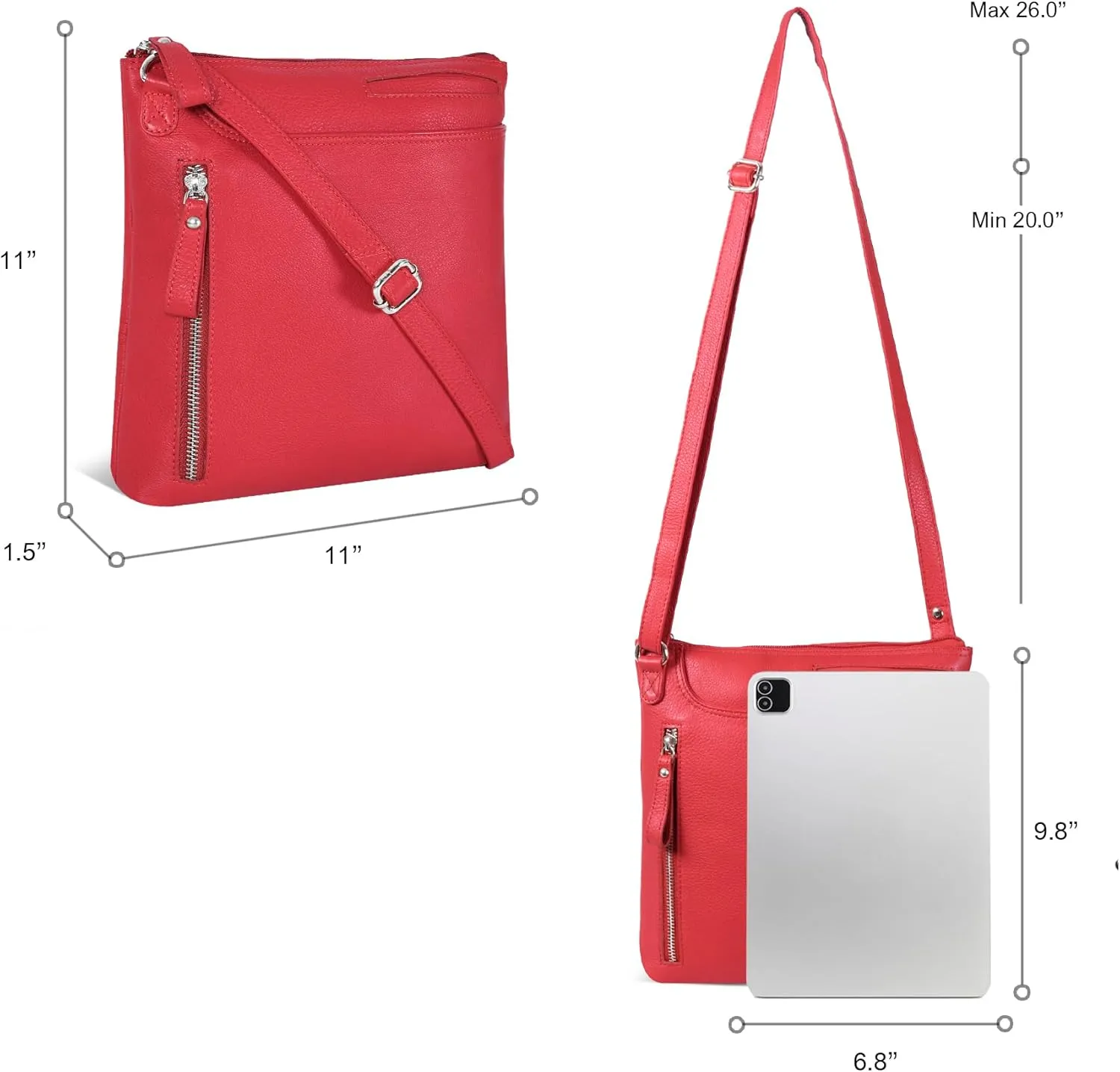 Leather Crossbody Bags for Women - Ladies Sling Handbags - Medium Cross body Purses Handbags - Purses For Women