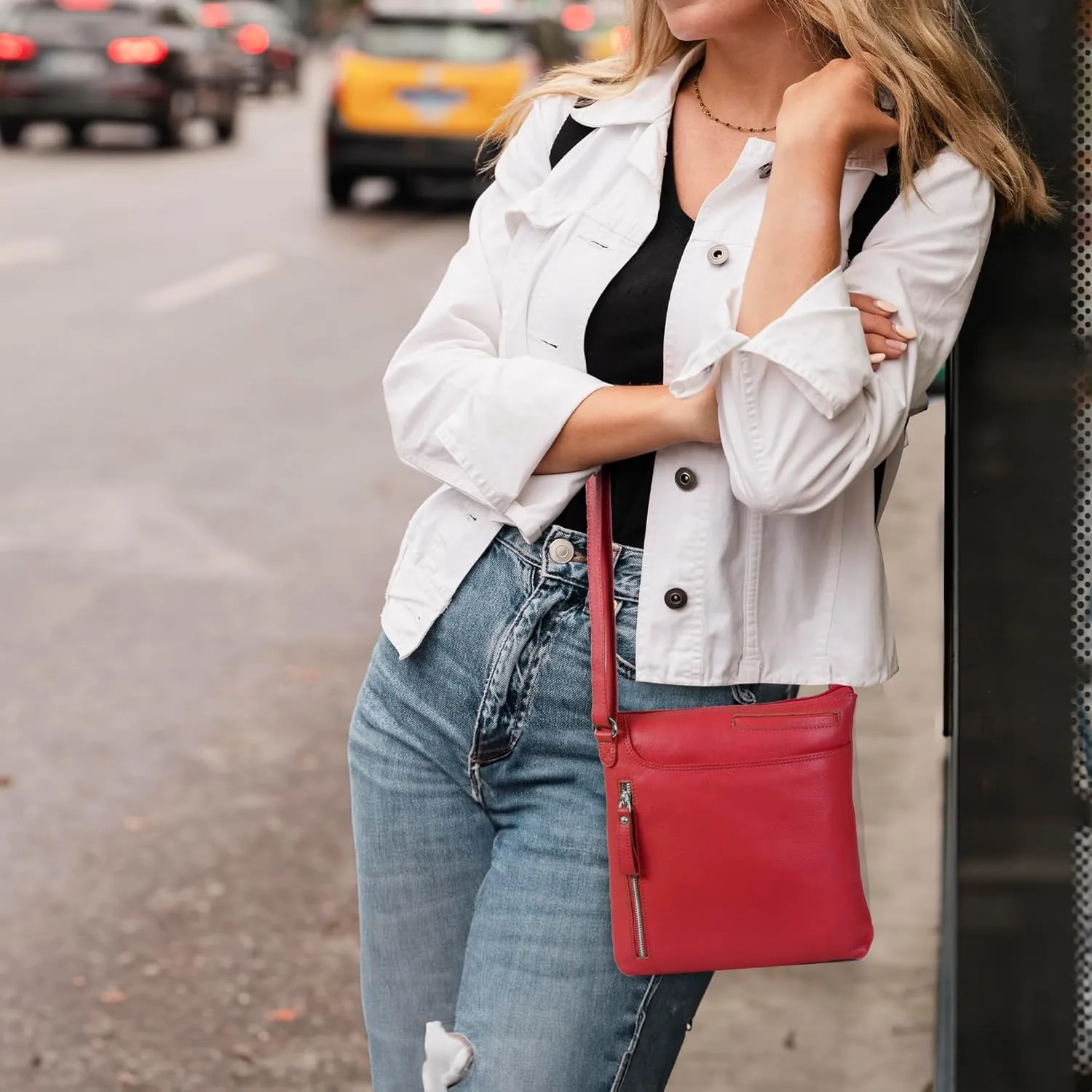 Leather Crossbody Bags for Women - Ladies Sling Handbags - Medium Cross body Purses Handbags - Purses For Women