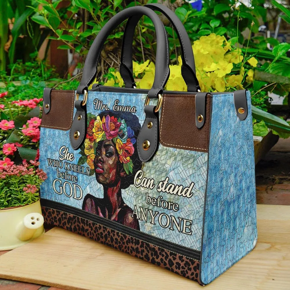 Leather Handbag for Black Women, Custom Name Tote Bag, Mother's Day, Birthday & Christmas Gifts