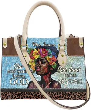 Leather Handbag for Black Women, Custom Name Tote Bag, Mother's Day, Birthday & Christmas Gifts