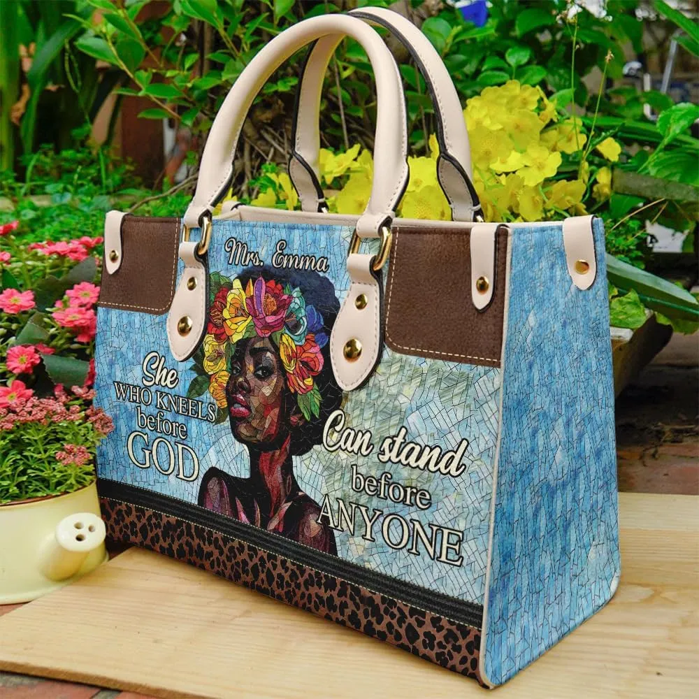 Leather Handbag for Black Women, Custom Name Tote Bag, Mother's Day, Birthday & Christmas Gifts