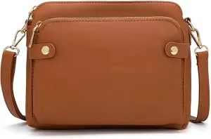 Leather Waterproof Medium Crossbody Bags - Trendy Triple Zip Women's Handbags