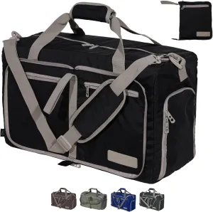 LEGEND 40L Foldable Duffle Bag for Travel - Packable Duffle Bags w/Shoe Compartment - Tear Resistant Collapsible Duffel Bags for Traveling - Lightweight Folding Duffel Bag for Men & Women -Black