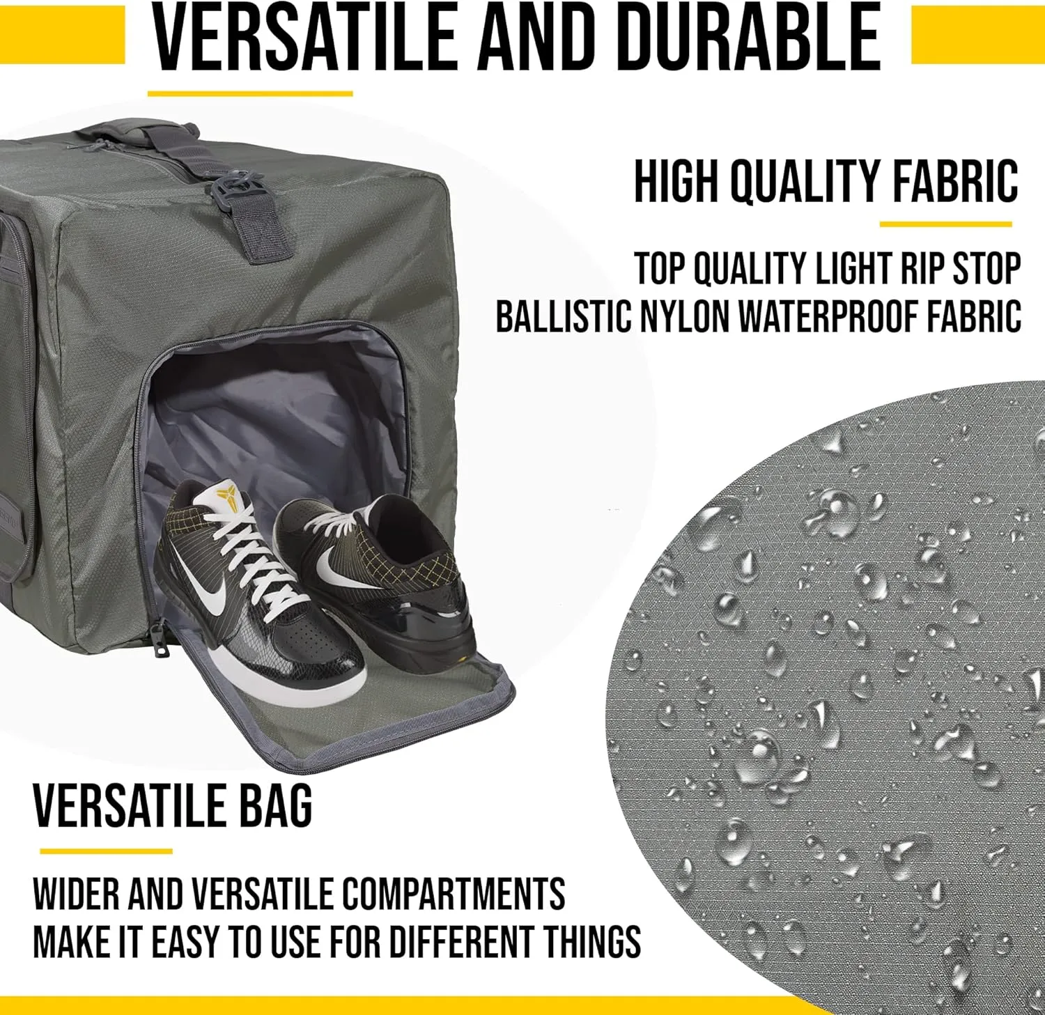 LEGEND 60L Foldable Duffle Bag for Travel - Packable Duffle Bags w/Shoe Compartment - Tear Resistant Collapsible Duffel Bags for Traveling - Lightweight Folding Duffel Bag for Men & Women -Army Green