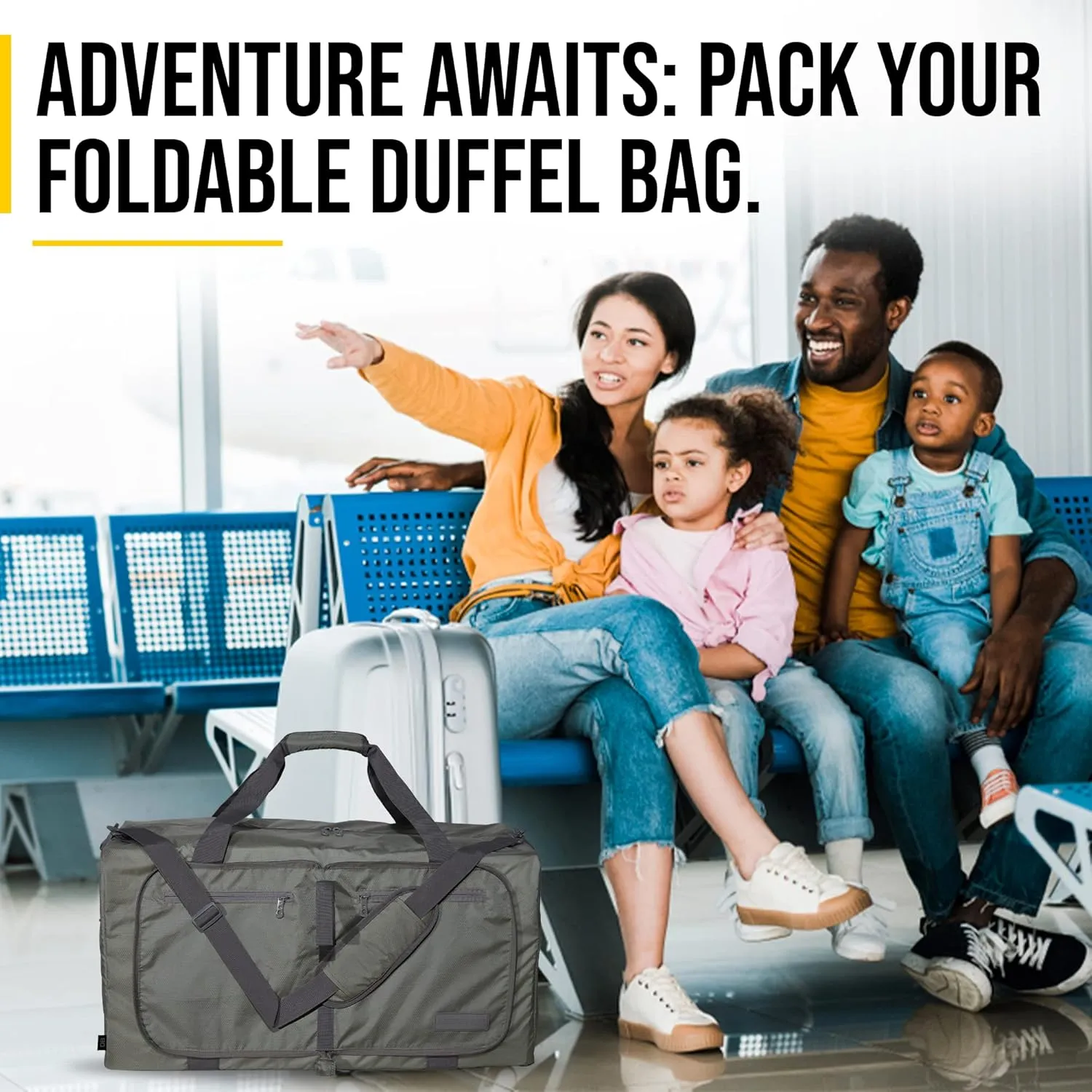 LEGEND 60L Foldable Duffle Bag for Travel - Packable Duffle Bags w/Shoe Compartment - Tear Resistant Collapsible Duffel Bags for Traveling - Lightweight Folding Duffel Bag for Men & Women -Army Green