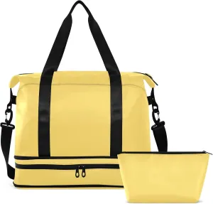 Lemon Yellow Gym Bag for Women Men Travel Duffel Bag with Shoe Compartment Carry On Weekender Overnight Bags for Travel Weekend Getaway