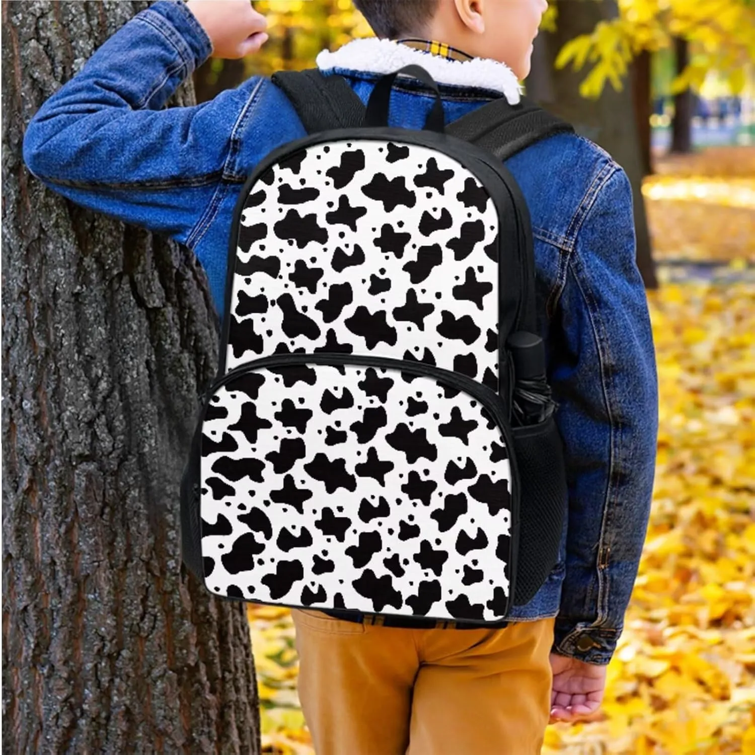 Leopard Print Backpacks with Lunch Box for Girls Multi-Functional Insulated Lunch Bag with Containers and Cute Pencil Case for Junior Middle School