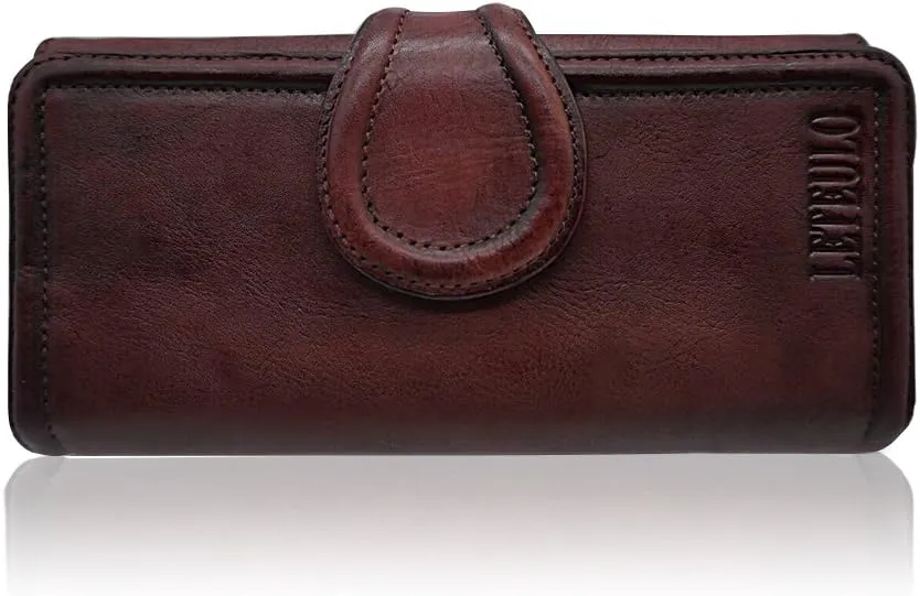 LETEULO Womens Wallet Leather Card Holder Designer Clutch Wallet Purse with Zipper Pocket