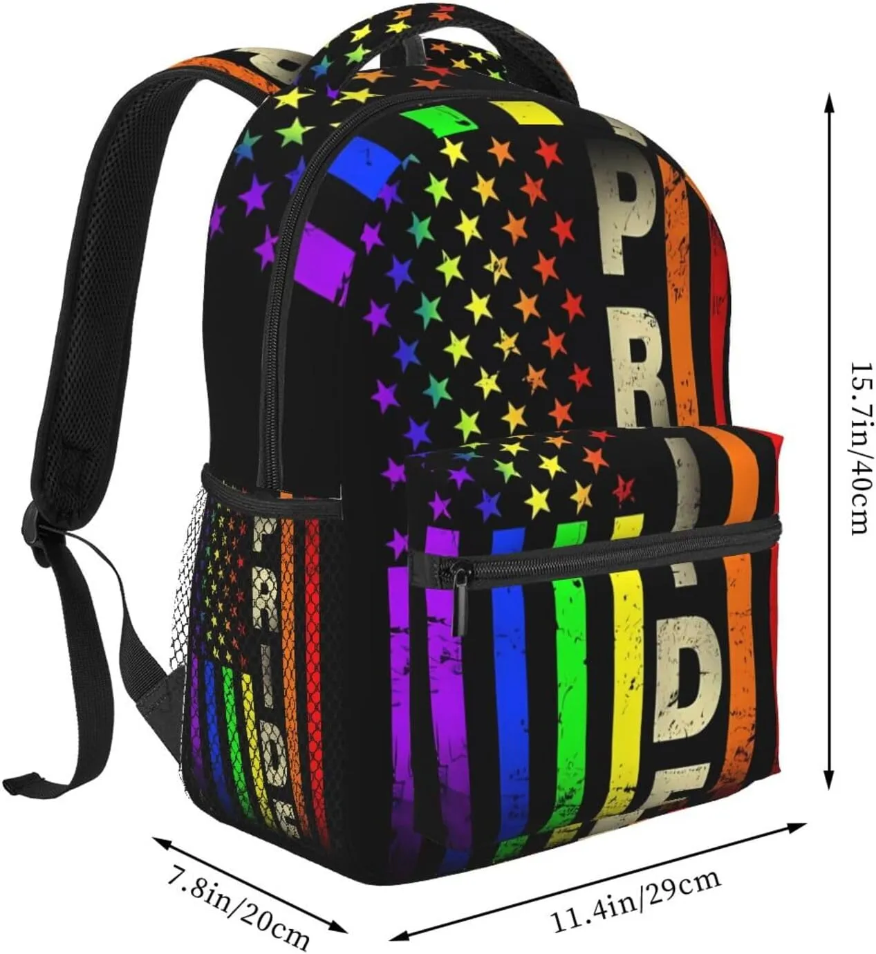 Lgbt Rainbow Gay Pride Flag American Flag Backpacks 15 Inch Laptop Backpack Multipurpose Double Shoulder Bag For Men Women Gifts