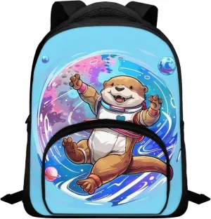 Lightweight Backpack for School, Child Preschool Mini Backpack with Adjustable Shoulder Straps Kindergarten Elementary 12 inch Daycare Backpack, Astronaut Otter