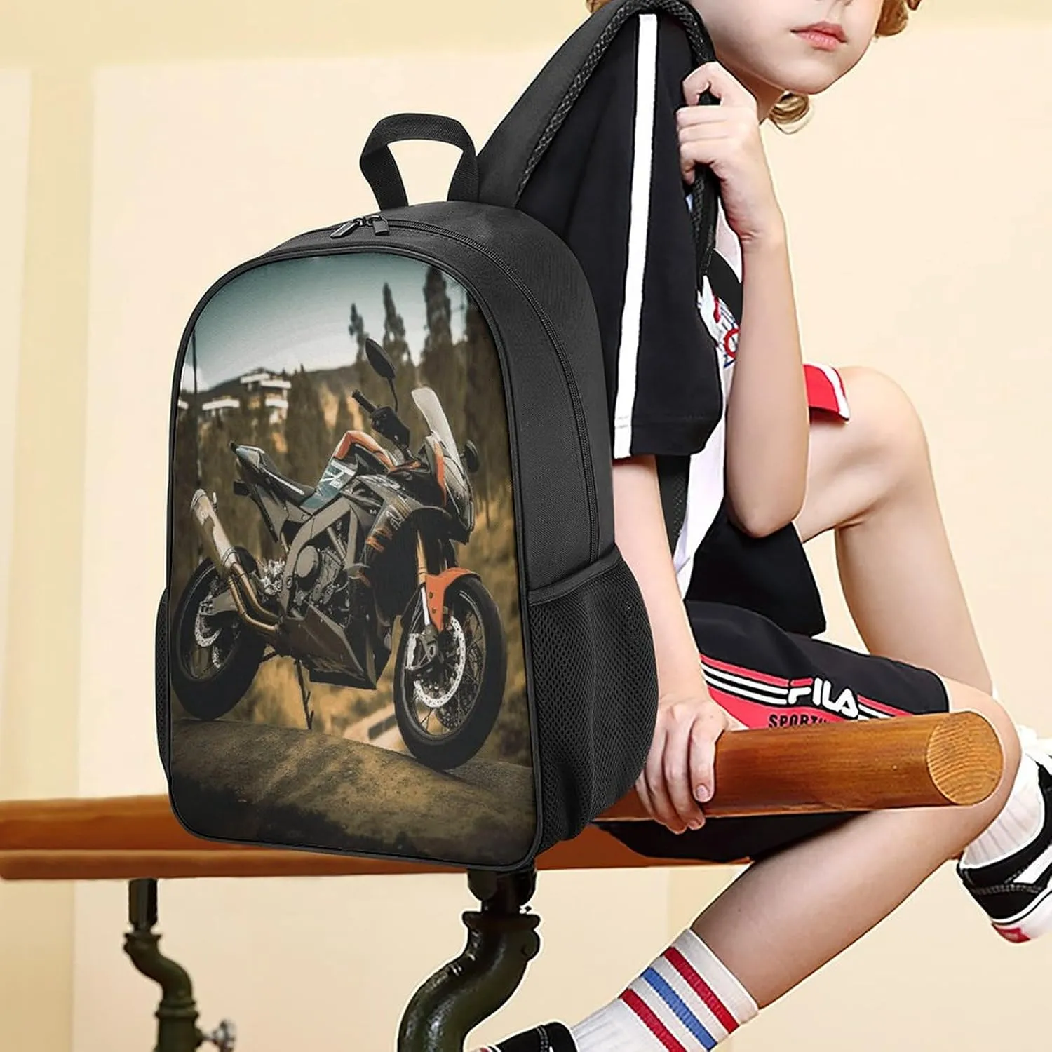 Lightweight Backpacks Cute Travel Bag Durable Sport Motorcycle Printing Small Travel Backpack For Women & Men