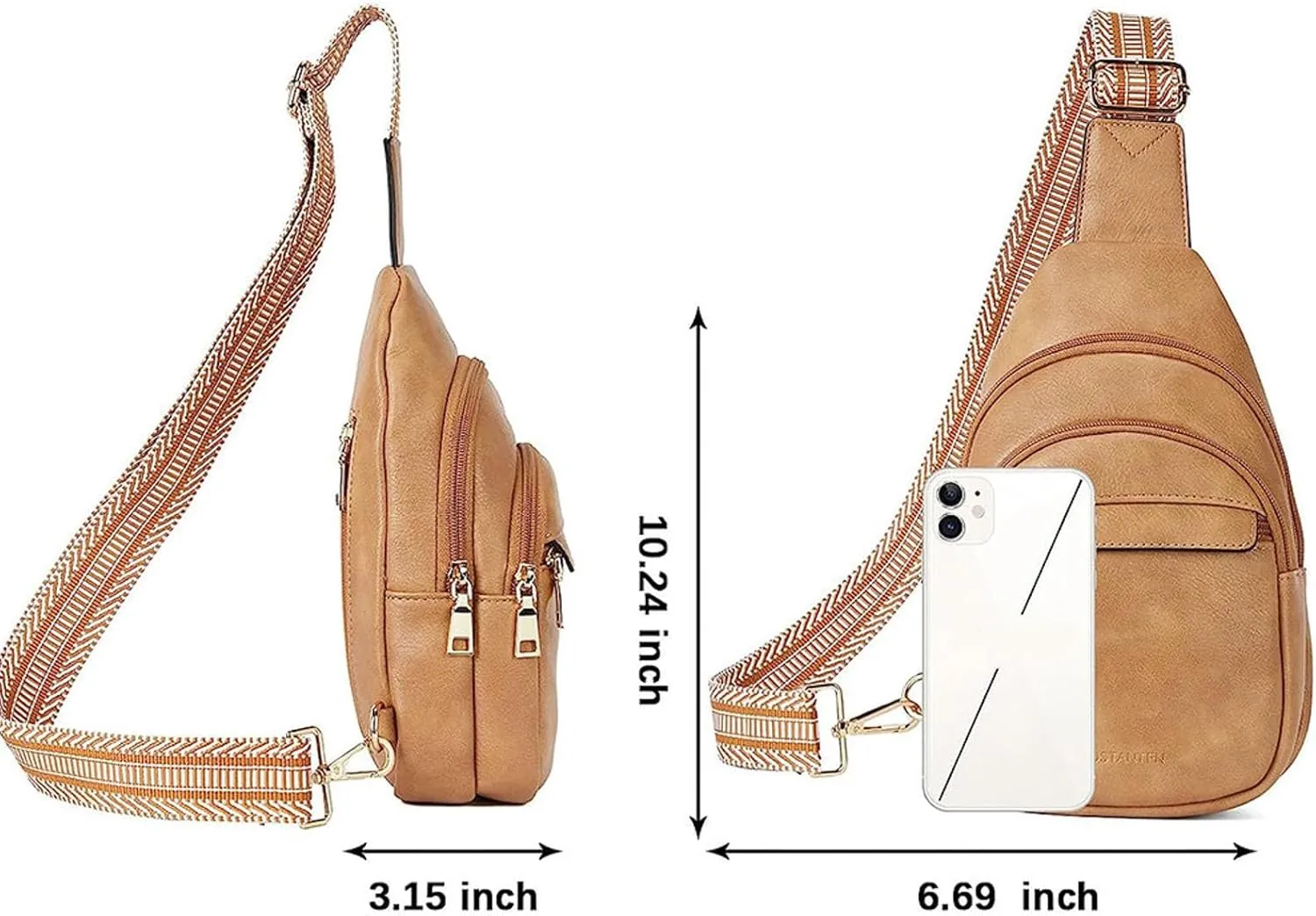 Lightweight Sling Bag for Men Chest Bags Daypack Crossbody for Travel Sport Running Hiking Summer Straw Purse(Khaki)