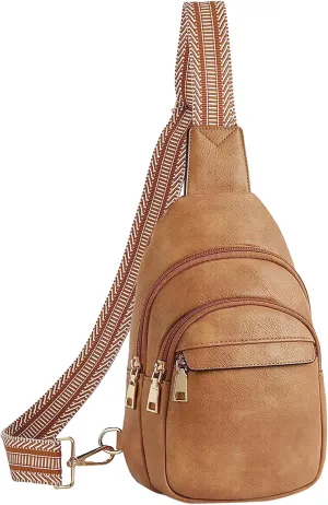 Lightweight Sling Bag for Men Chest Bags Daypack Crossbody for Travel Sport Running Hiking Summer Straw Purse(Khaki)