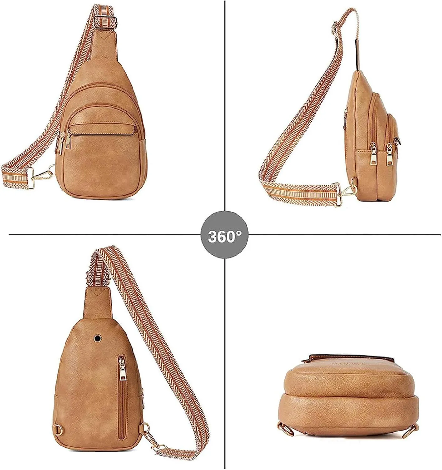 Lightweight Sling Bag for Men Chest Bags Daypack Crossbody for Travel Sport Running Hiking Summer Straw Purse(Khaki)
