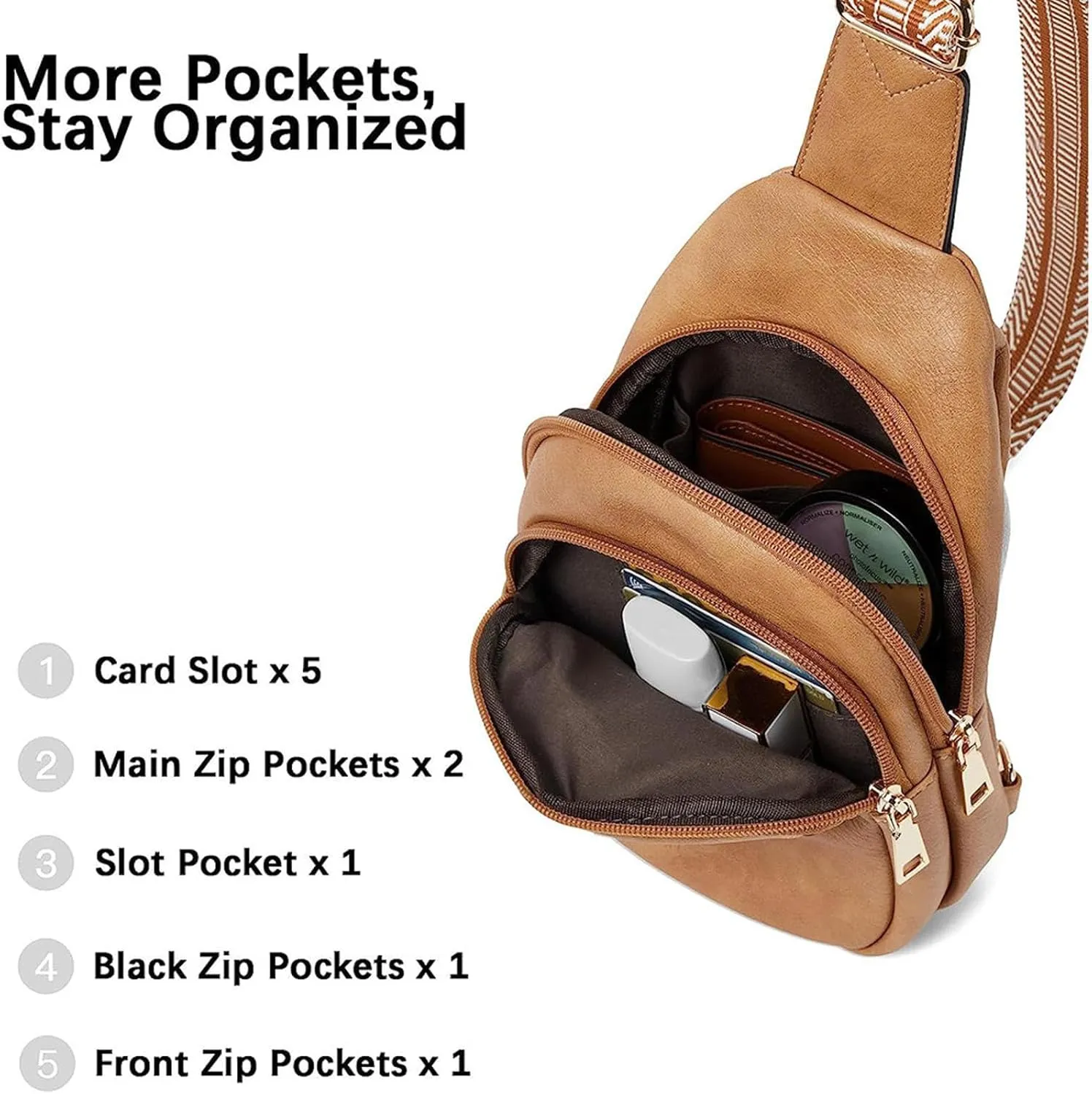 Lightweight Sling Bag for Men Chest Bags Daypack Crossbody for Travel Sport Running Hiking Summer Straw Purse(Khaki)