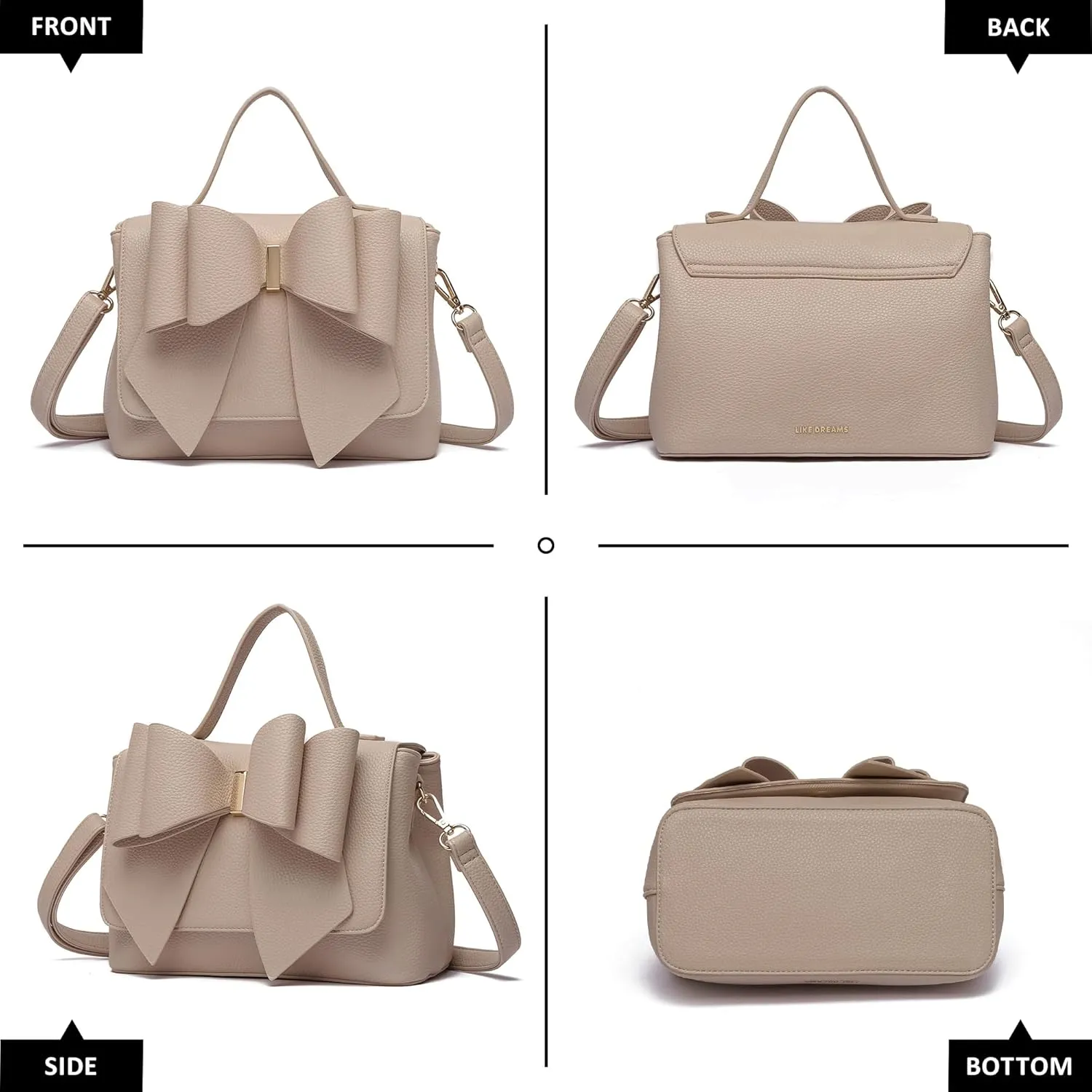 Like Dreams Small Purses for Women | Vegan Leather Cute Bow Purse | Elegant Crossbody Small Handbags for Women