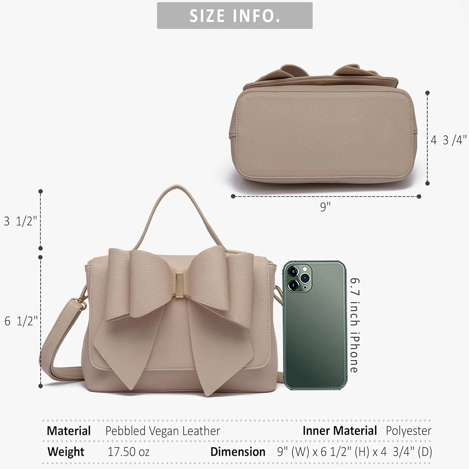 Like Dreams Small Purses for Women | Vegan Leather Cute Bow Purse | Elegant Crossbody Small Handbags for Women