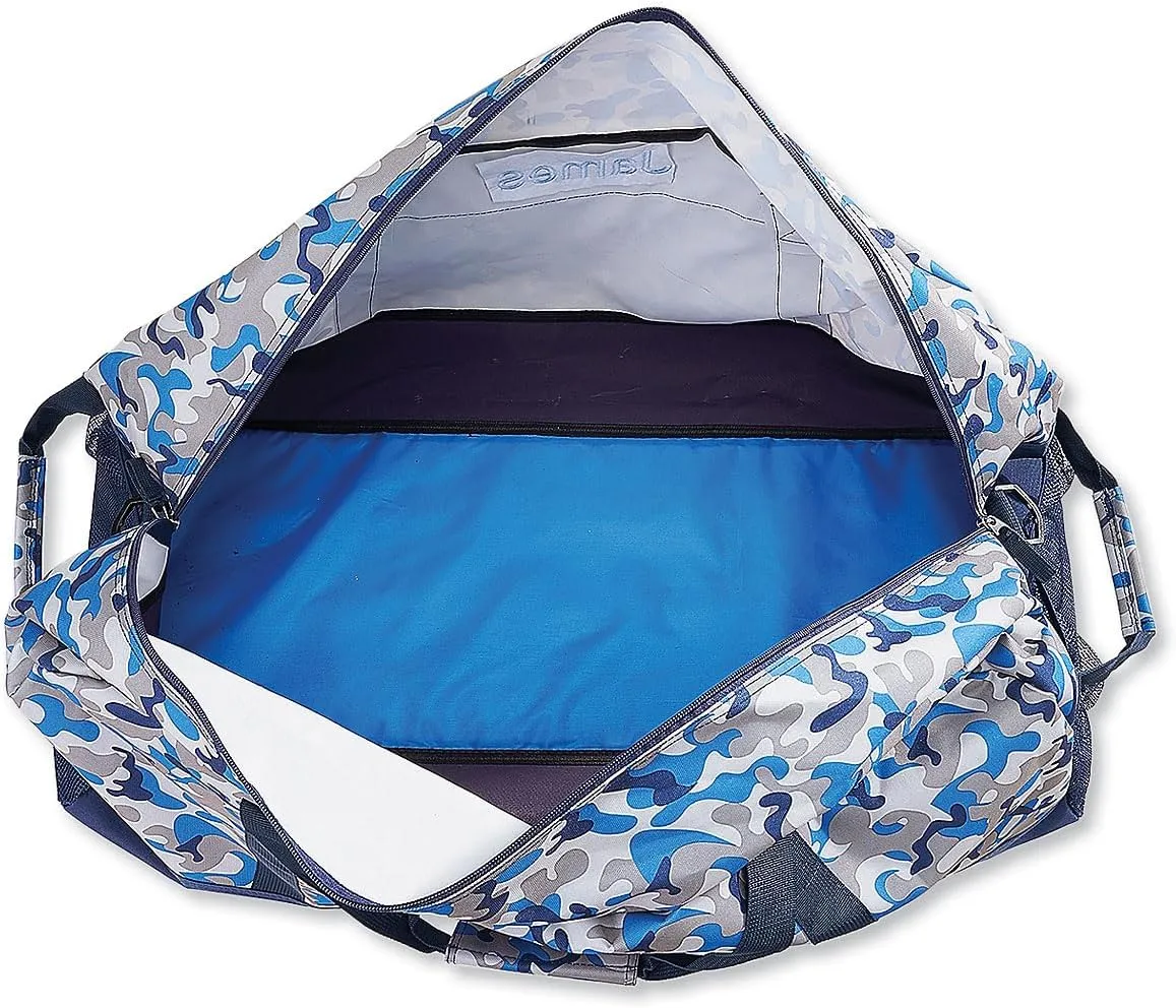 Lillian Vernon Blue Camo Personalized Large Kid's Duffel Bag - Boy's Sports and Activites Bag, 13"x 15"x 30"