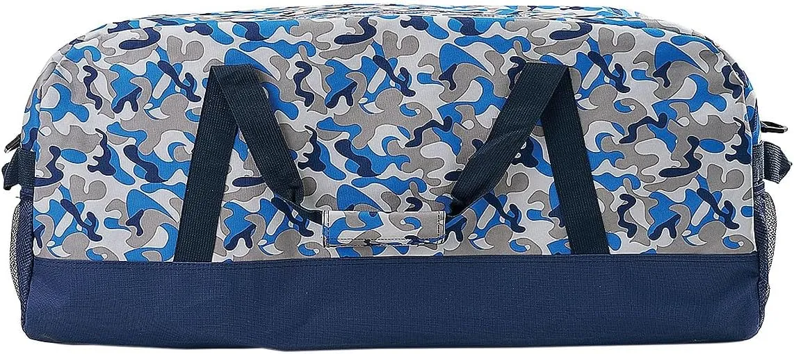 Lillian Vernon Blue Camo Personalized Large Kid's Duffel Bag - Boy's Sports and Activites Bag, 13"x 15"x 30"