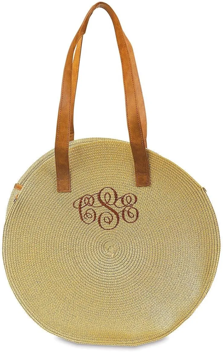 Lillian Vernon Personalized Monogram Natural Bungalow Tote Bag