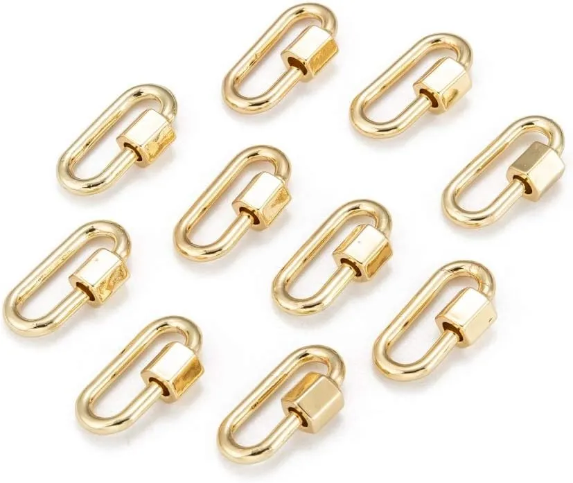LiQunSweet 5 Pcs Brass Oval Clasp Screw Locking Carabiner Keychain Carabiner Lock Charm for Handbag Decoration Jewelry Key Rings Necklaces Making - 20mm