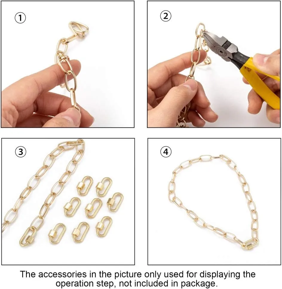 LiQunSweet 5 Pcs Brass Oval Clasp Screw Locking Carabiner Keychain Carabiner Lock Charm for Handbag Decoration Jewelry Key Rings Necklaces Making - 20mm