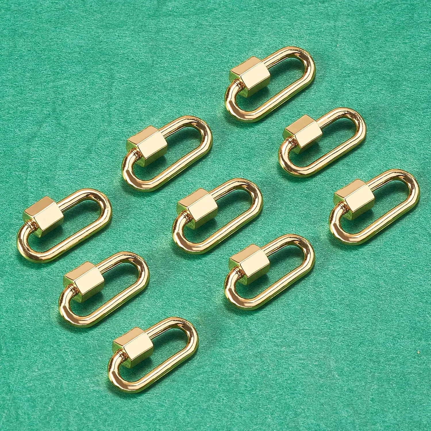 LiQunSweet 5 Pcs Brass Oval Clasp Screw Locking Carabiner Keychain Carabiner Lock Charm for Handbag Decoration Jewelry Key Rings Necklaces Making - 20mm