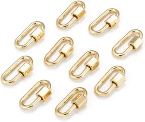LiQunSweet 5 Pcs Brass Oval Clasp Screw Locking Carabiner Keychain Carabiner Lock Charm for Handbag Decoration Jewelry Key Rings Necklaces Making - 20mm