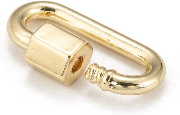 LiQunSweet 5 Pcs Brass Oval Clasp Screw Locking Carabiner Keychain Carabiner Lock Charm for Handbag Decoration Jewelry Key Rings Necklaces Making - 20mm