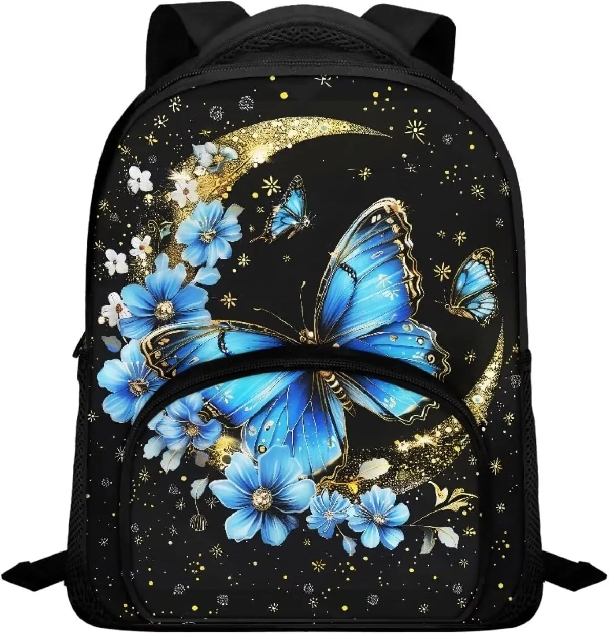 Little Kids School Backpack, Boys Girls Mini Size Lightweight Toddler Preschool Book Bag Daycare Backpack Elementary Toddler Bag for 3 to 6 Ages Child, 12 inch, Blue Butterfly Moon