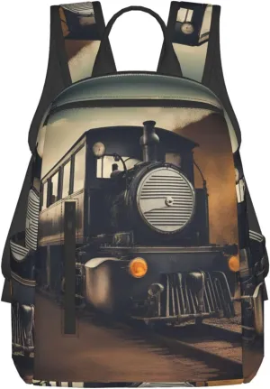 locomotive Lightweight Backpack Travel Shoulder Bag with Stylish Print, Leisure Day Trips Shopping Backpack