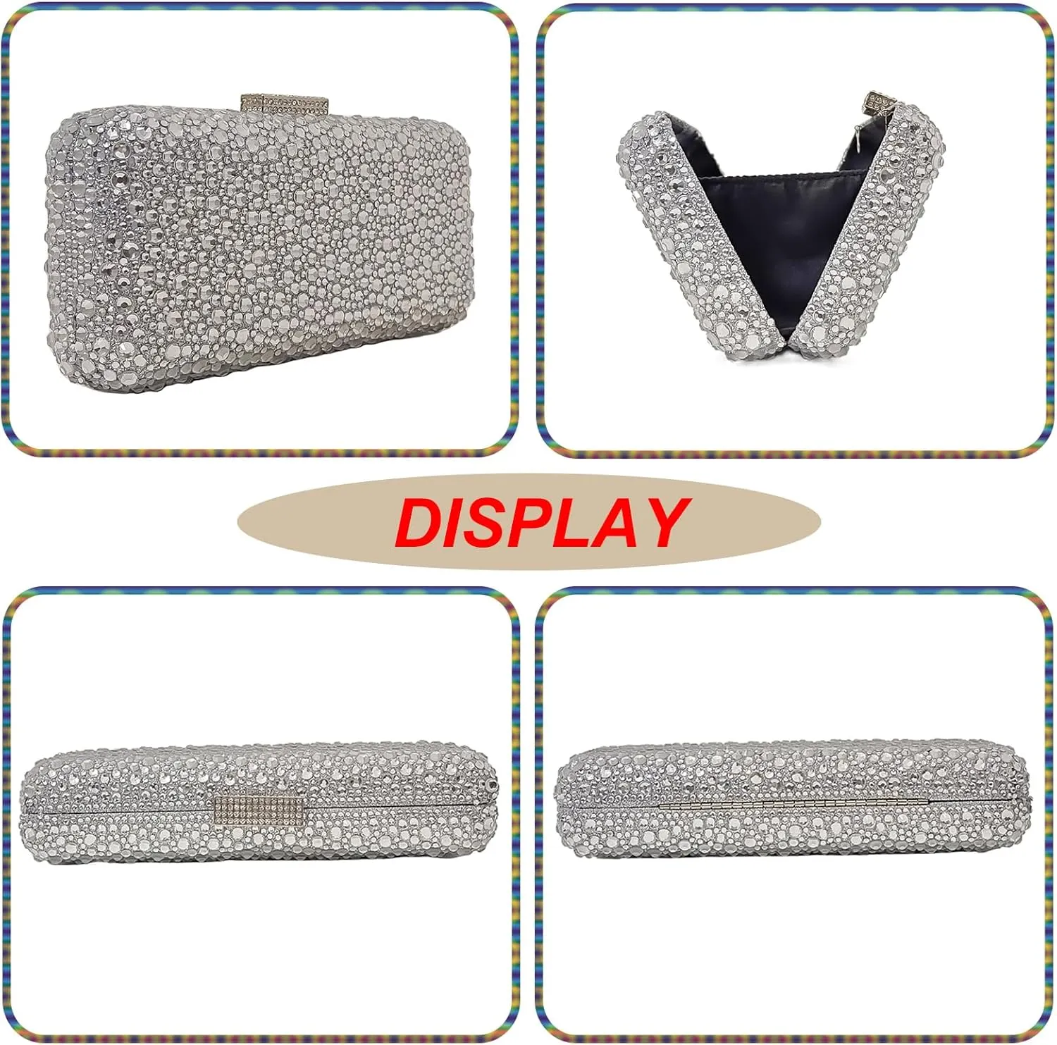 Long Rhinestone Box Evening Bag Women Formal Gathering Party Crystal Clutch Bridal Purse