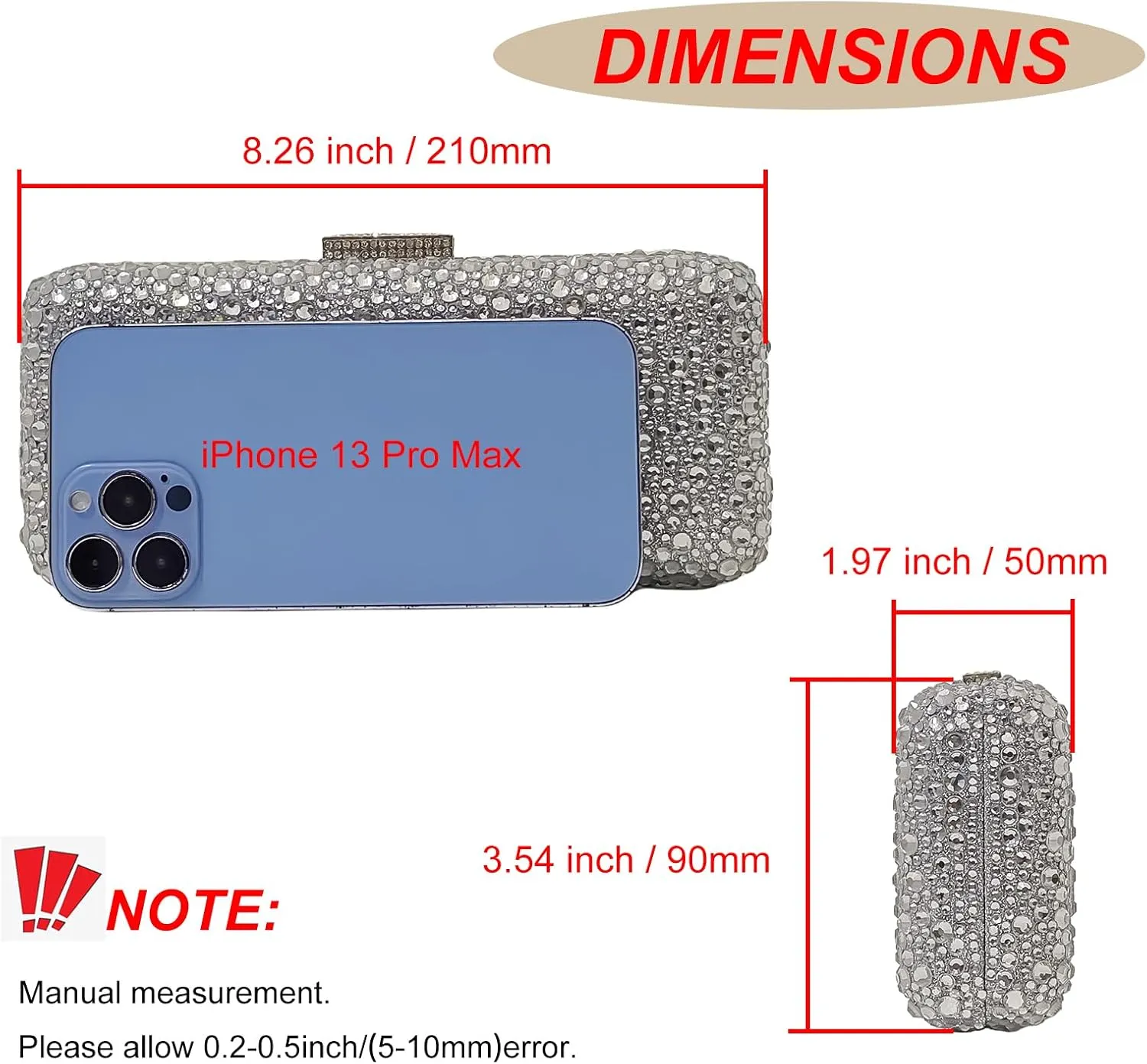Long Rhinestone Box Evening Bag Women Formal Gathering Party Crystal Clutch Bridal Purse