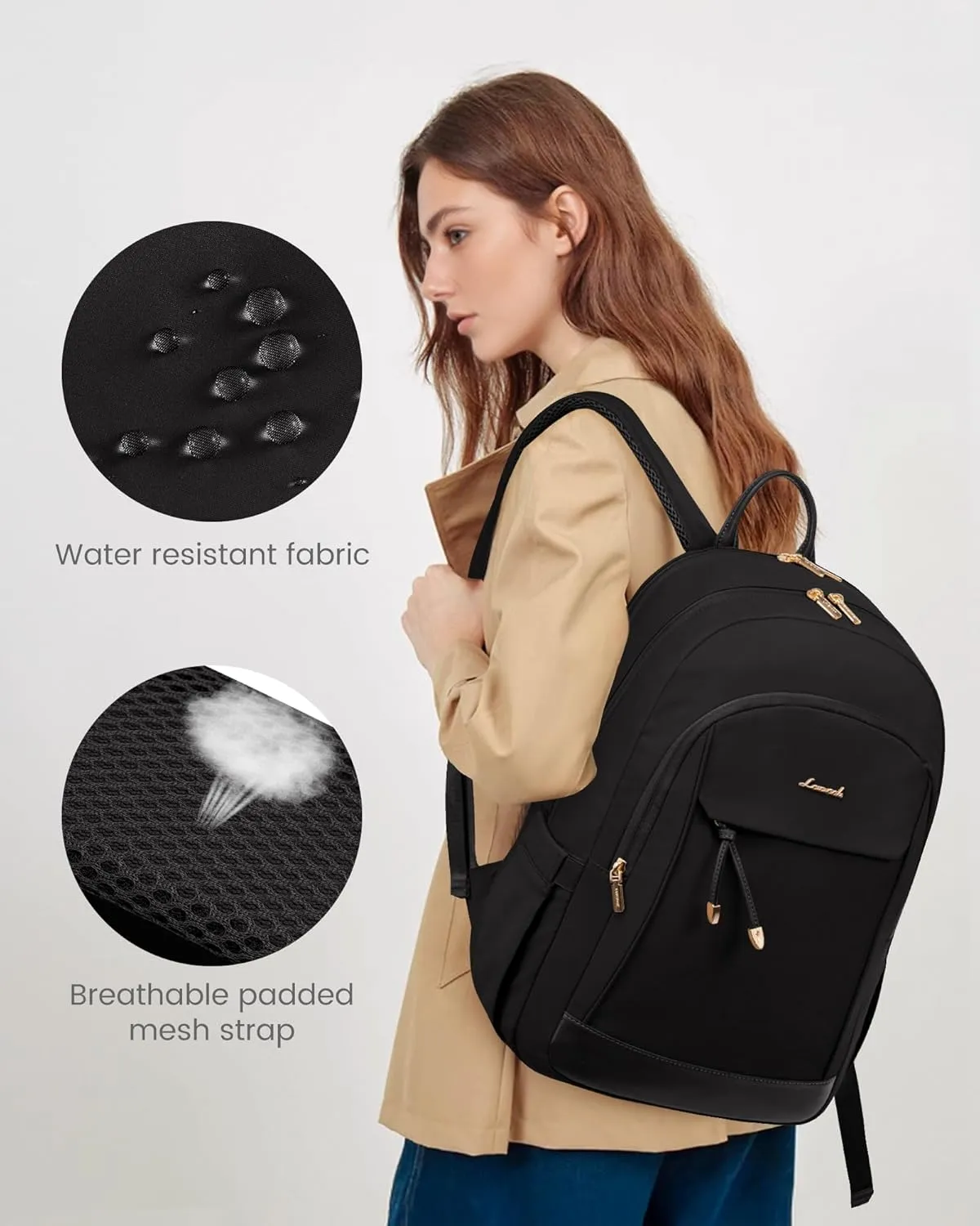 LOVEVOOK Backpack for Women, 17.3 inch Laptop Backpacks for Travel Work College, Large Capacity Water-Repellent Anti Theft Computer Bags Woman with Laptop Compartment College Essentials,Black