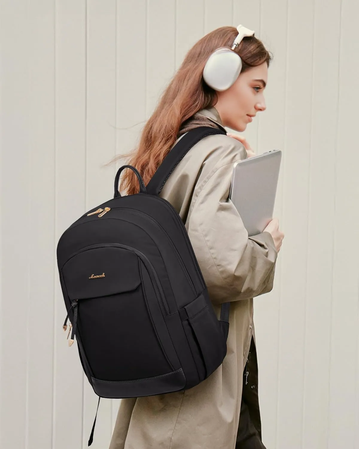 LOVEVOOK Backpack for Women, 17.3 inch Laptop Backpacks for Travel Work College, Large Capacity Water-Repellent Anti Theft Computer Bags Woman with Laptop Compartment College Essentials,Black