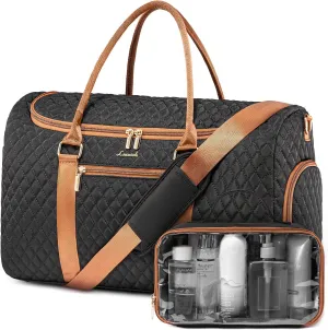 LOVEVOOK Travel Duffle Bag, 40L Weekender Overnight Bag with Toiletry Bag, Quilted Carry On Bag with Shoe Compartment, Gym Duffel Bag with Wet Pocket for Women, Hospital Bags for Labor and Delivery