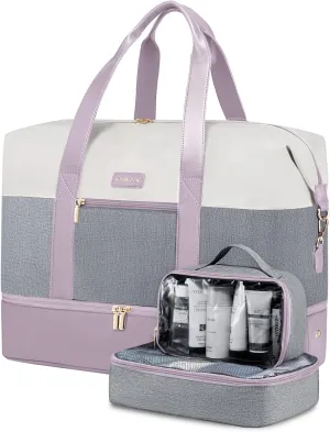 LOVEVOOK Weekender Bag, Large Travel Duffel Bag for Women with 2 Packing Cubes, Carry on Overnight Bag with Shoe Compartment, Mom Hospital Bags for Labor and Delivery