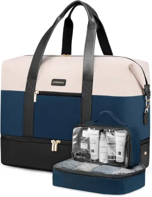 LOVEVOOK Weekender Bag, Large Travel Duffel Bag for Women with 2 Packing Cubes, Carry on Overnight Bag with Shoe Compartment, Mom Hospital Bags for Labor and Delivery