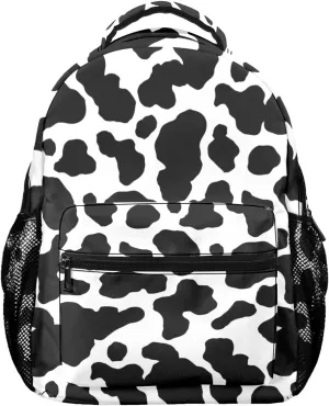 M YESCUSTOM Cow Print Backpack School Bag for Students Boys Girls, Water Resistant Daypack Weekender Bags Laptop Backpacks for College Travel Work Business Gift Black White