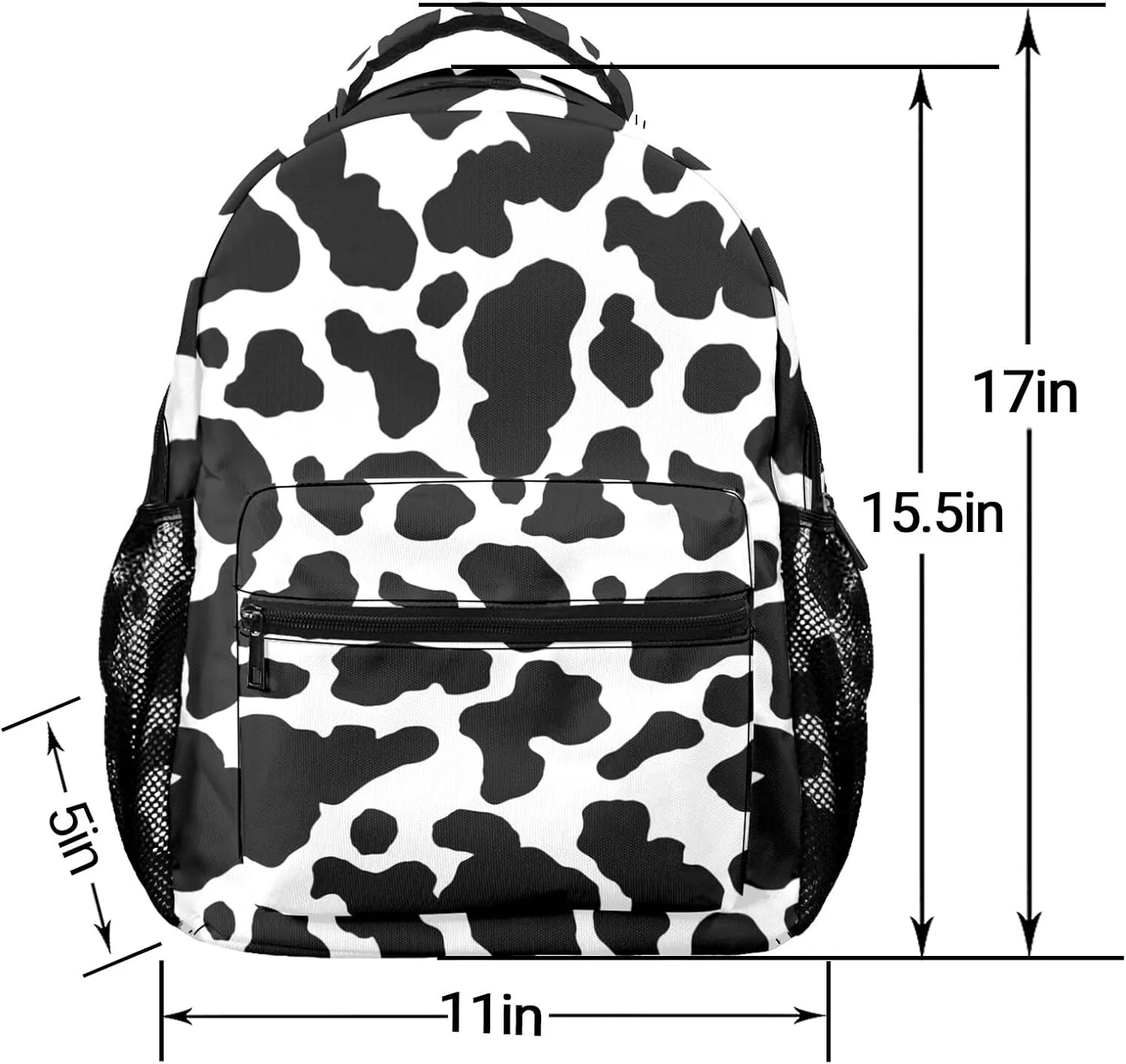 M YESCUSTOM Cow Print Backpack School Bag for Students Boys Girls, Water Resistant Daypack Weekender Bags Laptop Backpacks for College Travel Work Business Gift Black White