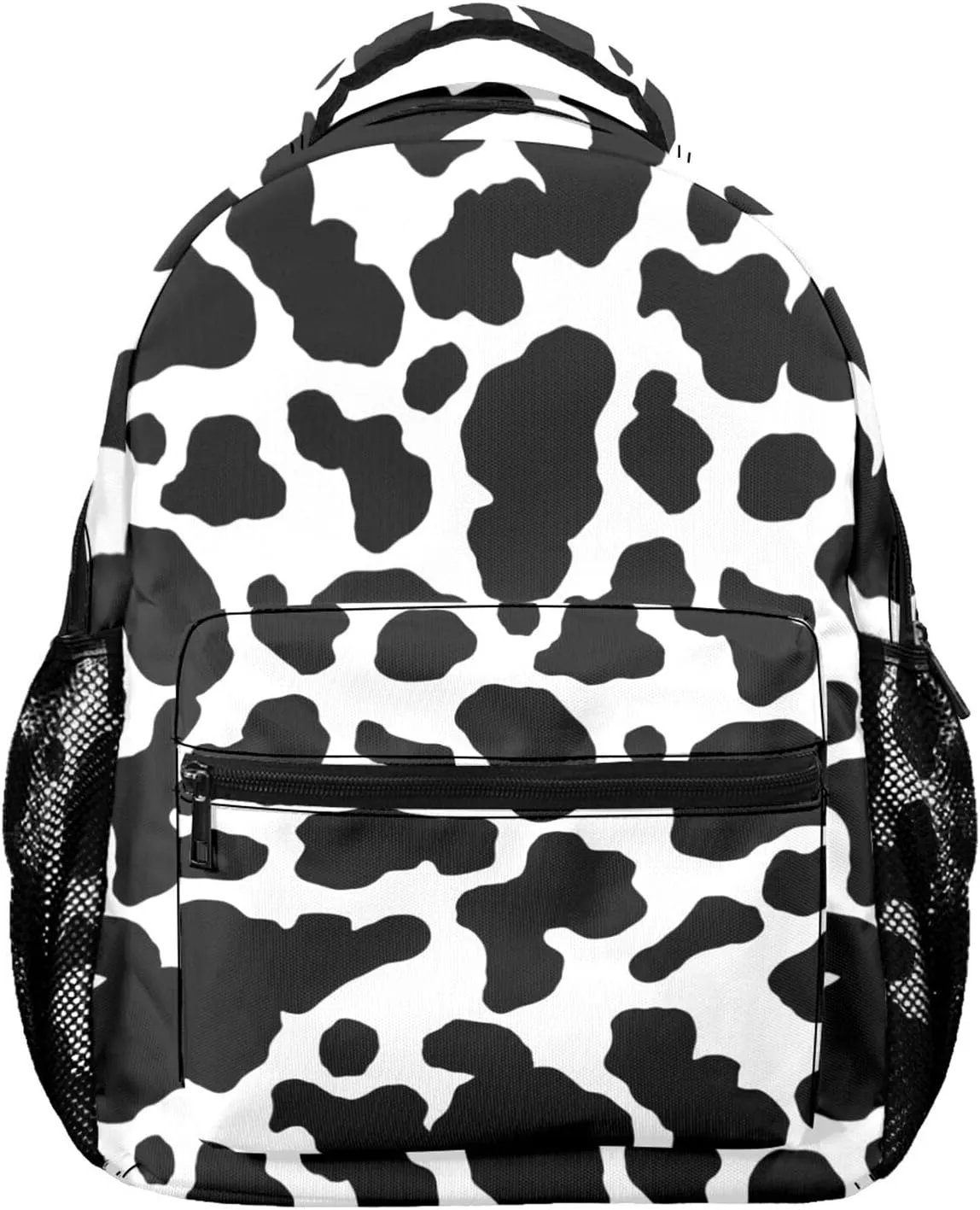 M YESCUSTOM Cow Print Backpack School Bag for Students Boys Girls, Water Resistant Daypack Weekender Bags Laptop Backpacks for College Travel Work Business Gift Black White