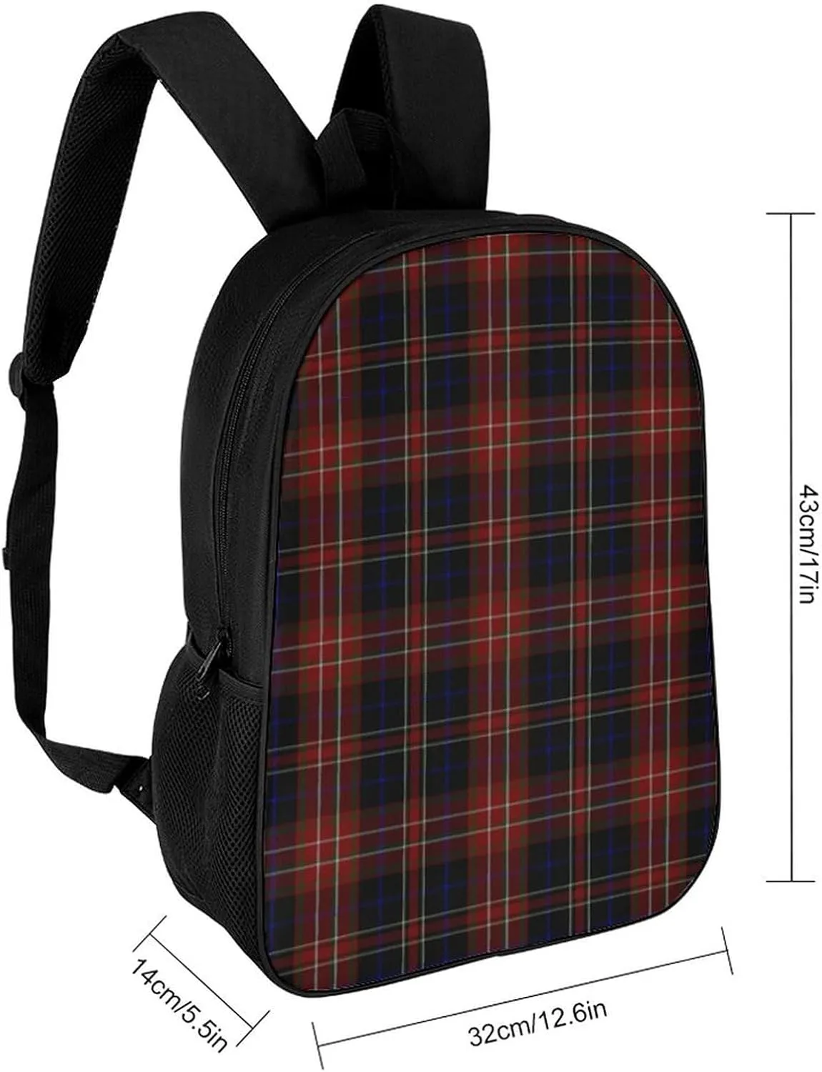 MacDonald Tartan Plaid Black Red Backpack Lightweight Waterproof Backpacks Laptop Backpack for Unisex Casual Travel Daypacks Large Capacity