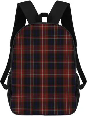 MacDonald Tartan Plaid Black Red Backpack Lightweight Waterproof Backpacks Laptop Backpack for Unisex Casual Travel Daypacks Large Capacity