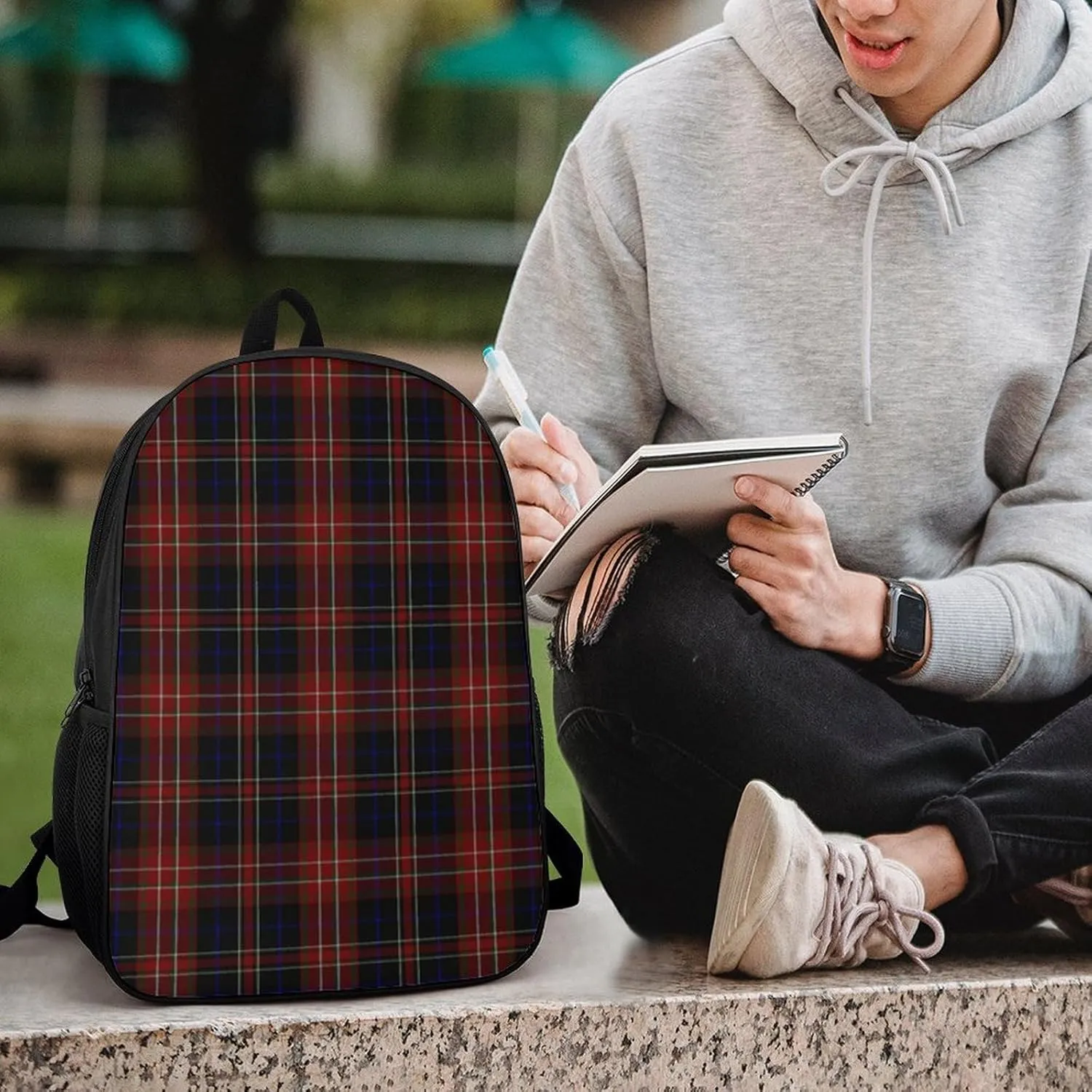 MacDonald Tartan Plaid Black Red Backpack Lightweight Waterproof Backpacks Laptop Backpack for Unisex Casual Travel Daypacks Large Capacity