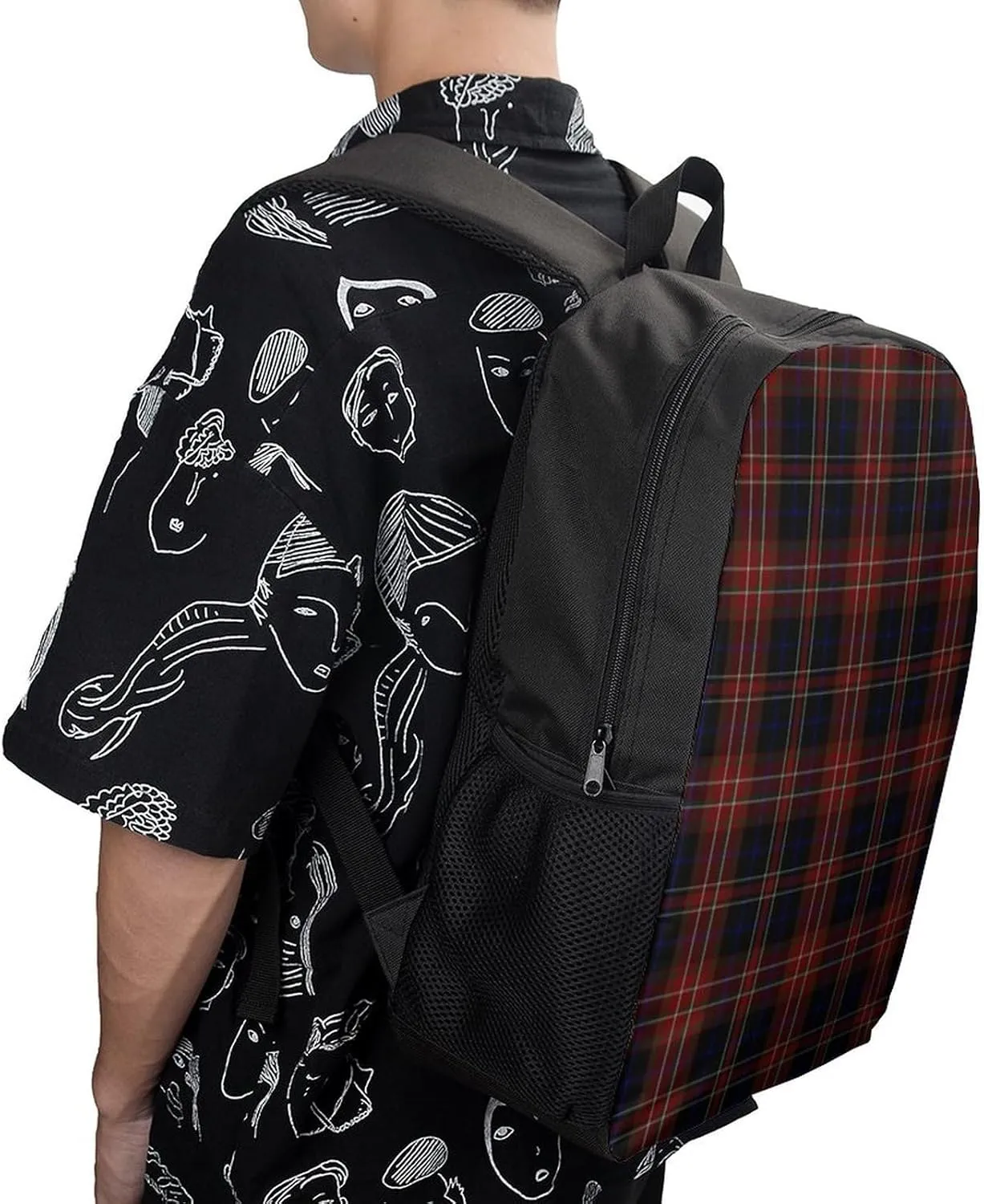 MacDonald Tartan Plaid Black Red Backpack Lightweight Waterproof Backpacks Laptop Backpack for Unisex Casual Travel Daypacks Large Capacity