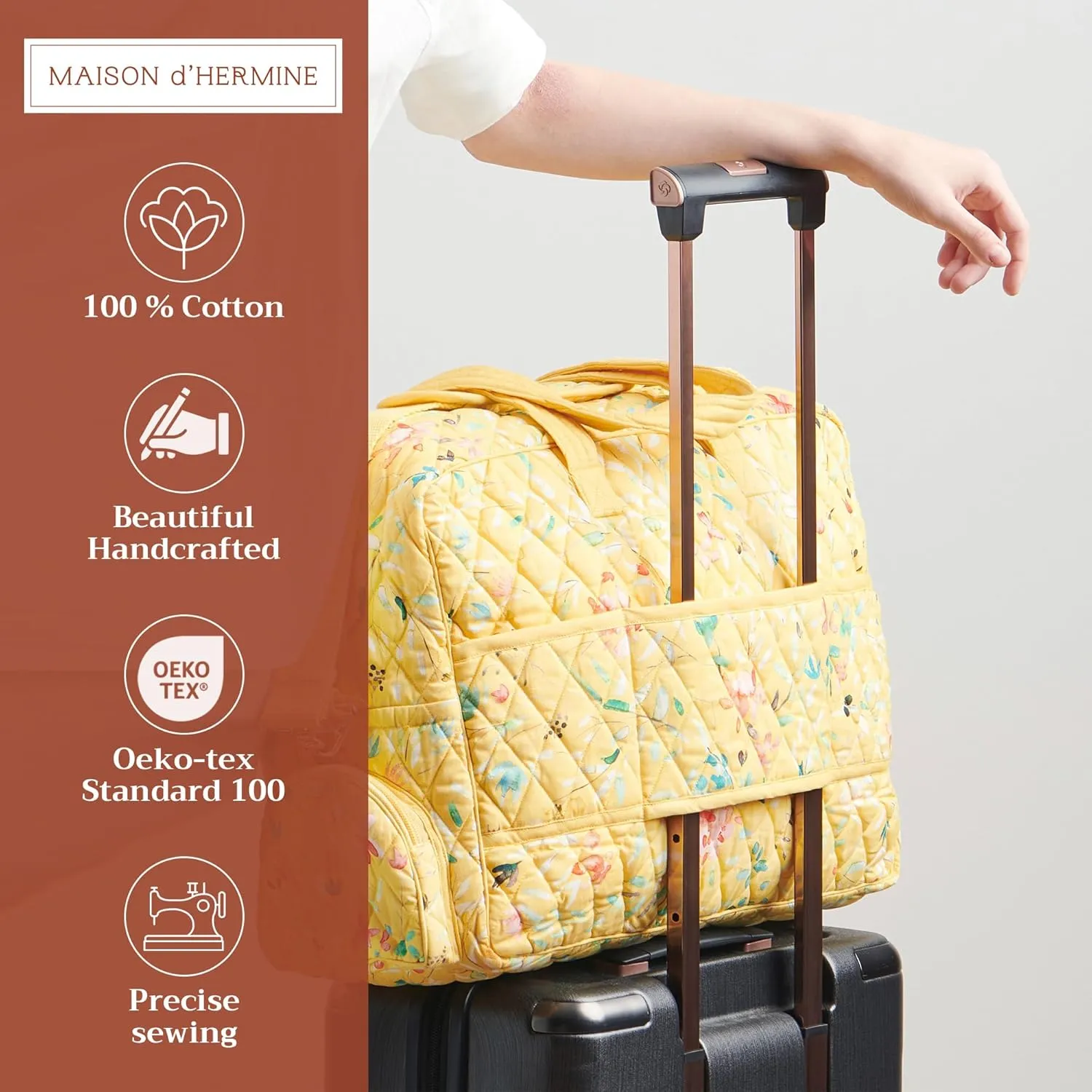 Maison d' Hermine Weekend Bag Cotton Quilted Duffel Overnight Luggage Weekender Gym Bag for Gifts Travel Men Women Business Travellers Family Trip, Colmar