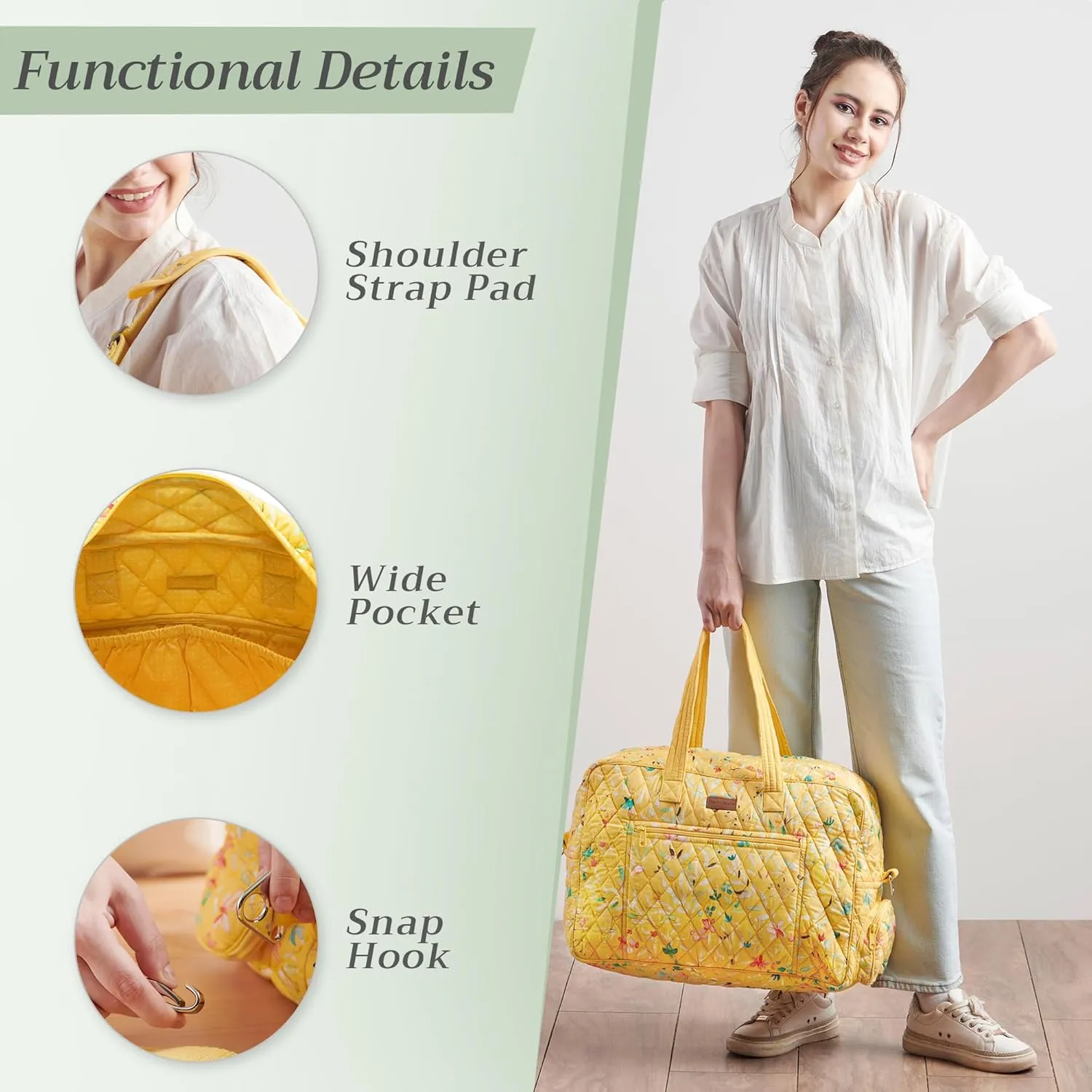Maison d' Hermine Weekend Bag Cotton Quilted Duffel Overnight Luggage Weekender Gym Bag for Gifts Travel Men Women Business Travellers Family Trip, Colmar