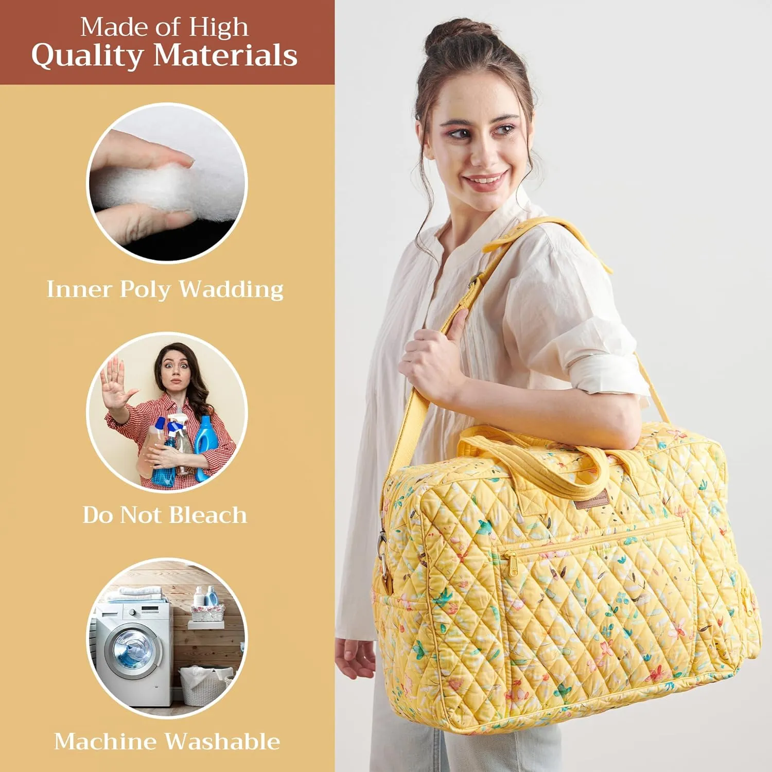 Maison d' Hermine Weekend Bag Cotton Quilted Duffel Overnight Luggage Weekender Gym Bag for Gifts Travel Men Women Business Travellers Family Trip, Colmar
